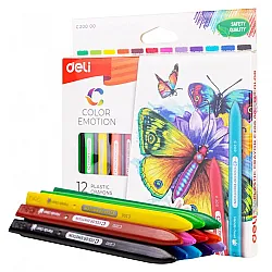 Пастели пластик Deli Color Emotion EC20000, ф 8 мм, 60 мм, 12 цвята