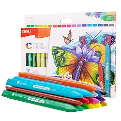 Пастели пластик Deli Color Emotion EC20010, ф 8 мм, 60 мм, 18 цвята