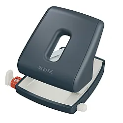 Перфоратор LEITZ Cosy, за 30 л.(80 г), с ограничител, 137x109x131 мм,  пластмаса + метал, тъмносив