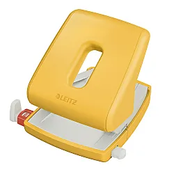 Перфоратор LEITZ Cosy, за 30 л.(80 г), с ограничител, 137x109x131 мм,  пластмаса + метал, жълт