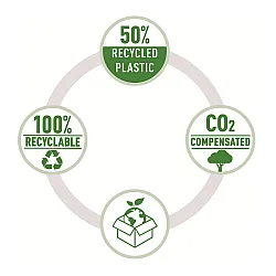 Перфоратор LEITZ NeXXt Recycle, за 10 л.(80 г), ограничител, 100x70x81 мм, пластмаса + метал, черен