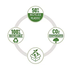 Перфоратор LEITZ NeXXt Recycle, за 10 л.(80 г), ограничител, 100x70x81 мм, пластмаса + метал, син