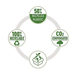 Перфоратор LEITZ NeXXt Recycle, за 10 л.(80 г), ограничител, 100x70x81 мм, пластмаса + метал, зелен