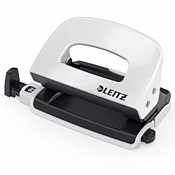 Перфоратор LEITZ WOW, за 10 л.(80 г), с ограничител, 100x70x81 мм, пластмаса + метал, перленобял