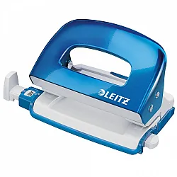Перфоратор LEITZ WOW, за 10 л.(80 г), с ограничител, 100x70x81 мм, пластмаса + метал, син металик