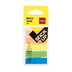 Самозалепващи индекси Deli Stick Up EA10402, PVC, 44х12 мм, 5х20 л., микс, неонови