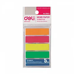 Самозалепващи индекси Deli Stick Up EA10402, PVC, 44х12 мм, 5х20 л., микс, неонови