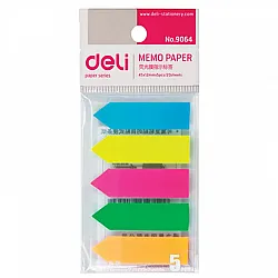 Самозалепващи индекси Deli Stick Up ЕА10602 стрелка, PVC, 44х12 мм, 5х20 л., микс, неонови