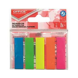 Самозалепващи индекси OFFICE PRODUCTS, PVC, 12х45 мм, 5х25 л., микс, неонови