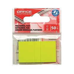 Самозалепващи индекси OFFICE PRODUCTS, PVC, 25х43 мм, 50 л., неоново жълти