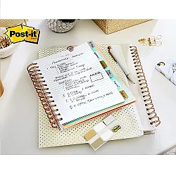 Самозалепващи индекси Post-it Tabs Metal, твърди, PVC, 25.4х38 мм, 3х12 л., сребристи/златисти/бели