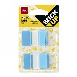 Самозалепващи индекси с диспенсър Deli Stick Up EA10001, PVC, 25х44 мм, 2х50 л., неоново сини