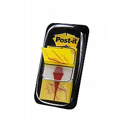 Самозалепващи индекси с диспенсър Post-it, "Подпиши тук", PVC, 25.4х43.2мм, 50 л., жълти