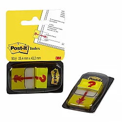 Самозалепващи индекси с диспенсър Post-it, "Въпросителна", 25.4х43.2 мм, 50 л., жълти