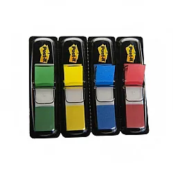 Самозалепващи индекси с диспенсър Post-it, PVC, 12х43 мм, 4х35 л., микс