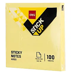 Самозалепващи листчета Deli Stick Up EA00353, 76х76 мм, 100 л., пастелно жълти