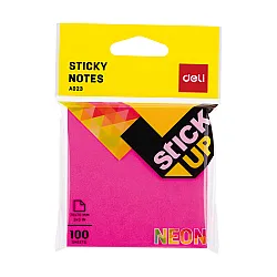 Самозалепващи листчета Deli Stick Up EA02302, 76х76 мм, 100 л., неоново розови