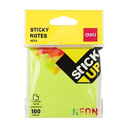 Самозалепващи листчета Deli Stick Up EA02302, 76х76 мм, 100 л., неоново зелени