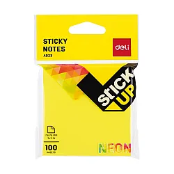 Самозалепващи листчета Deli Stick Up EA02302, 76х76 мм, 100 л., неоново жълти