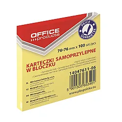 Самозалепващи листчета OFFICE PRODUCTS, 76х76 мм, 100 л., пастелно жълти