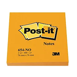 Самозалепващи листчета Post-it, 76х76 мм, 100 л., неоново оранжеви, PEFC хартия