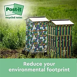 Самозалепващи листчета Post-it Recycled, 76x76 мм, 6х100 л., микс, пастелни, PEFC хартия