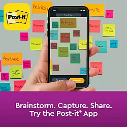 Самозалепващи листчета Post-it Super Sticky, 76х76 мм, 90 л., наситено жълти, PEFC хартия