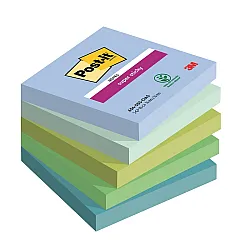 Самозалепващи листчета Post-it Super Sticky Oasis, 76х76 мм, 5х90 л., микс, PEFC хартия