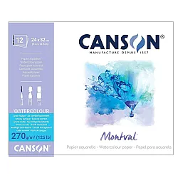 Скицник CANSON Montval, за акварелни бои, 240х320 мм, 270 г/кв.м, snowy grain повърхност, 12 л.