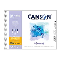 Скицник със спирала CANSON Montval, за акварелни бои, 240х320 мм, 300 г/кв.м, cold pressed, 12 л.