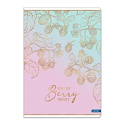 Тетрадка LASTVA Berry, A4, 52 л., линиран офсет 80 г, корица 300 г, мат ламинат, златен ефект