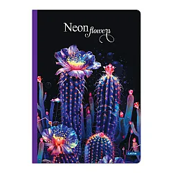 Тетрадка LASTVA Neon Flowers, A4, 96 л., линиран офсет 70 г, твърда корица, мат ламинат, UV лак