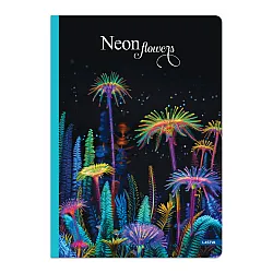 Тетрадка LASTVA Neon Flowers, A4, 96 л., линиран офсет 70 г, твърда корица, мат ламинат, UV лак
