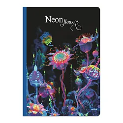 Тетрадка LASTVA Neon Flowers, A5, 96 л., линиран офсет 70 г, твърда корица, мат ламинат, UV лак