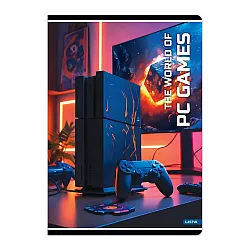 Тетрадка LASTVA PC Games, A4, 52 л., линиран офсет 80 г, корица 300 г, мат ламинат, UV лак