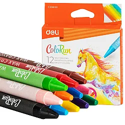 Восъчни пастели Deli Colorun EC20800, ф 8 мм, 95 мм, 12 цвята