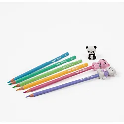 KIDEA Animals комплект молив, цв.моливи и гуми