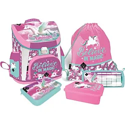 LIZZY CARD MAGICAL BEAUTY Magic комплект 5 в 1 - раница, 2 несесера, спортна торба, кутия за храна