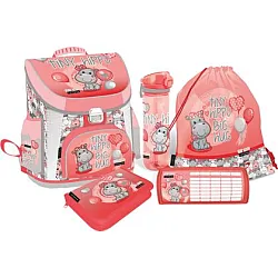 LIZZY CARD LOLLIPOP Thiny Hippo комплект 5 в 1 - раница, несесер, спортна торба, бутилка, кутия за храна