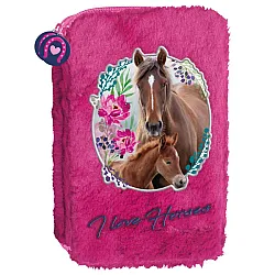 HORSE 17 плюшен несесер с 2 ципа