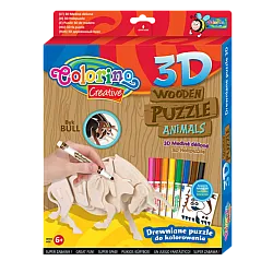 Дървен 3D пъзел животни - Прасе Colorino