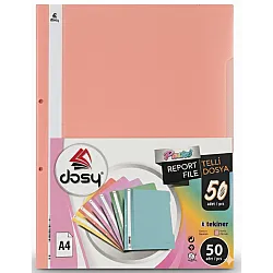 Папка с машинка и перфорация DOSY Pastel A4, PP, 180 mic, сьомга