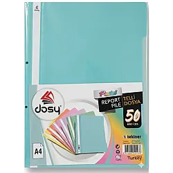 Папка с машинка и перфорация DOSY Pastel A4, PP, 180 mic, тюркоаз