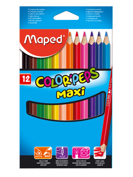 МОЛИВИ ЦВЕТНИ Мапед COLOR PEPS 12цвята MAXI