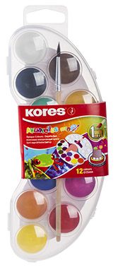 Акварелни бои AKUARELLAS MINI, 12 цв. KORES