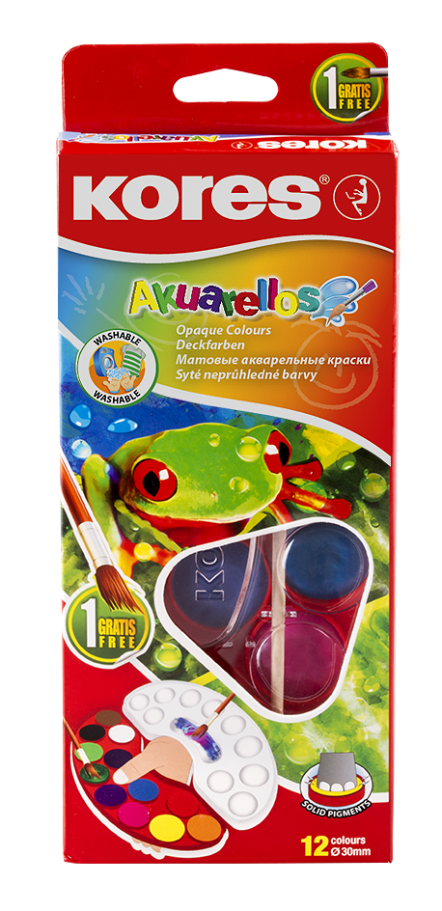 Акварелни бои AKUARELLAS, 12 цв. KORES