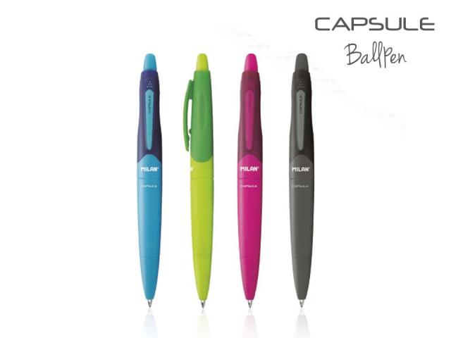 Химикалка MILAN авт., Capsule, 1.0 мм червена