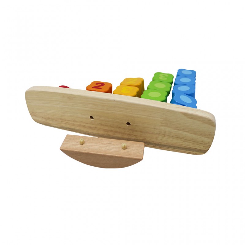 ДЪРВЕНА ДИДАКТИЧЕСКА ИГРАЧКА PINO - 3 В 1, ЗА НИЗАНЕ, СОРТИРАНЕ И БАЛАНС