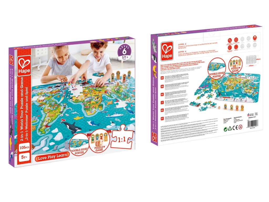 Пъзел и игра 2 в 1 – Световна обиколка