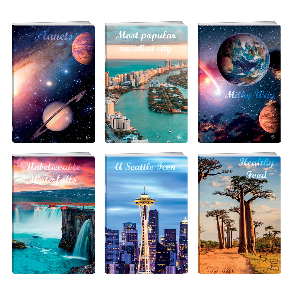 Тетрадка A5 мат/UV Cities & Planets, 60+2 л.ред, 70 г/м2